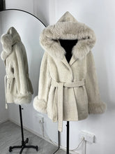 LIZAKOSHT  -  Elegant Lace Up Fur Patchwork Coat Women Loose Solid Long Sleeve V-neck Open Stitch Coats Female Autumn Fashion Jacket